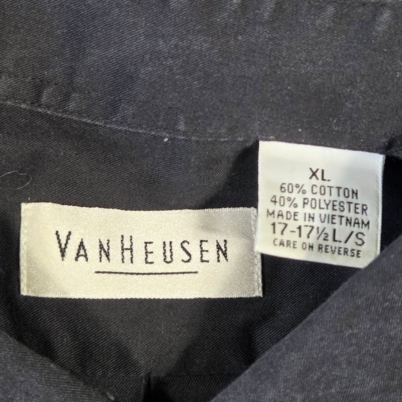 Van Heusen Mens Button Down Shirt Dark Gray Cummins‎ Logo Long Sleeve XL Trucker - Picture 5 of 7